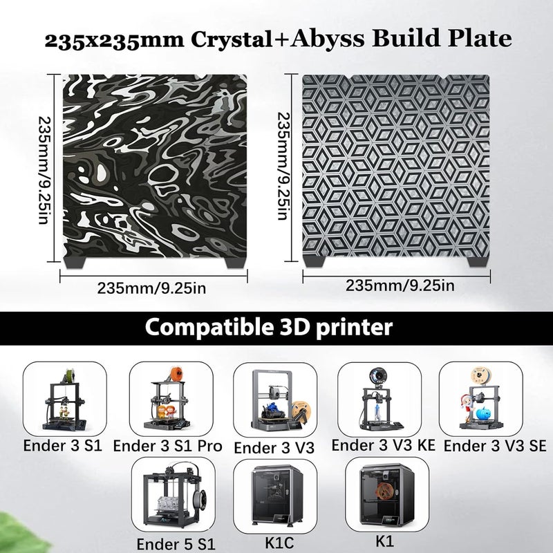 Wefuit New Upgraded ACH Build Plate,Crystal+Abyss Pattern Smooth K1 K1C Build Plate 235x235mm,3D Printer Platform for Creality K1/ K1C/Ender-3 S1/Ender 5 S1/Ender 3 S1 Pro/Ender V3 KE/Ender3 V3 SE. - Image 3
